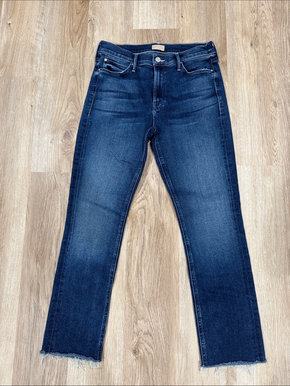 MOTHER Dark Blue Straight Crop Jeans